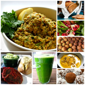 Forskellige retter baseret på veganske madplaner