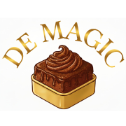 Logo for De Magic, som laver veganske cupcakes. På billedet ses chokolade-versionen.